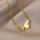 Stainless Steel Butterfly Initial Letter Necklaces For Women Minimalist Gold Color Butterfly Name Necklace Wedding Jewelry BFF