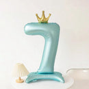 42INCH Blue Crown Number Stand Foil Balloon Large 0-9 Digital Birthday Balloons Wedding Party Gathering Decor Supplies Kids Gift