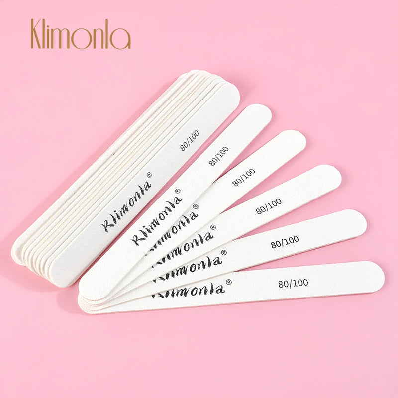 10Pcs Nail File 80/100 White Wooden Thick Sandpaper Nails Buffer Polishing Washable lime a ongle Professional Manicure File Set