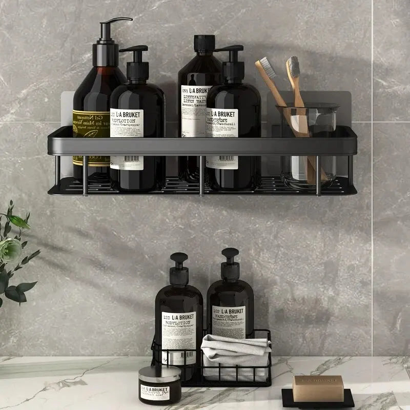 Bathroom Shelf Makeup Storage Organizer Shampoo Rack Shower Shelf Bathroom Accessories No Drill Wall Shelf