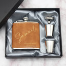 Personalized Logo Leather Hip Flask Set Birthday Father's Day Gift Custom 6oz Flask Wedding Favors Groom Groomsman Best Man Gift