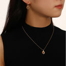 Trendy Jewelry European and American Design Stone Pendant Necklace For Women 2023 Trend New Elegant Earrings Accessories