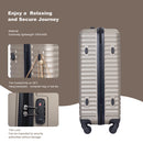 3 Piece Luggage Sets ABS Lightweight Suitcase with Two Hooks Spinner Wheels TSA Lock GOLD