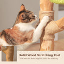Large Cat Tree with 4 Spacious Condos Thick Scratching Post Flower Top Bed Tall Cat Tower for Indoor Luxury Cat House Bed Toys