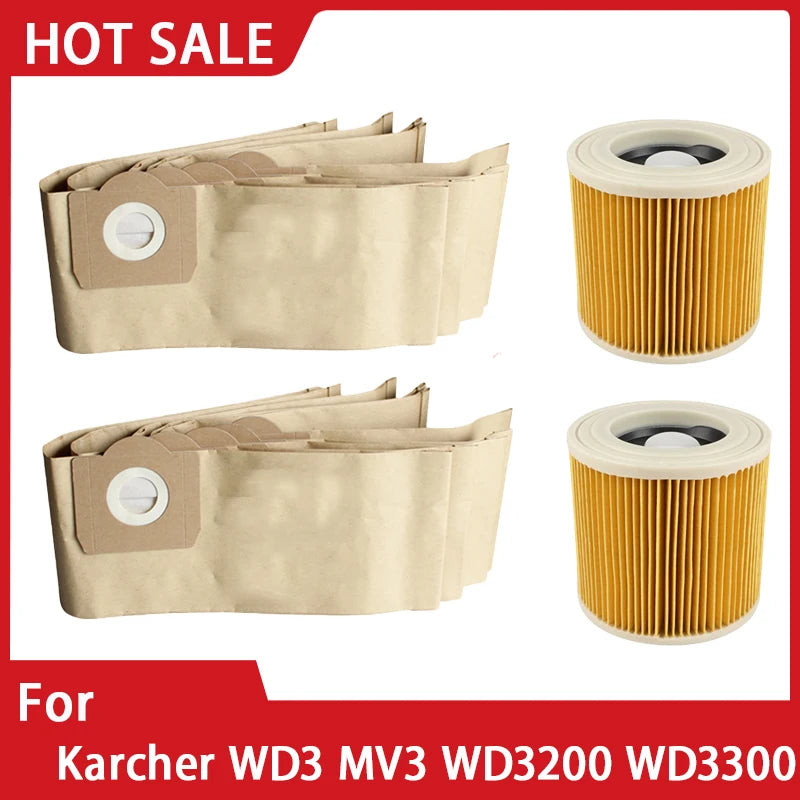 Replacement Dust Bag Hepa Filter For Karcher WD3 Premium WD3200 WD 3300 MV3 Accessories A2004 A2054 Vacuum Cleaner Spare Parts