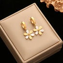 EILIECK 316L Stainless Steel Black White Geometric Earrings For Women Girl Fashion Ear Dangle Jewelry Holiday Gift Bijoux Серьги