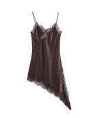 Women Fashion Sexy V-Neck Lace Elegant Halter Dress Asymmetric Hem Dress 2026 Summer New Fashion Holiday Party Beach Dresses