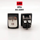 KCD4 Stainless steel waterproof rocker switch ON-OFF4/6Pin electrical equipment switch with LED power supply 16A 250V/20A 125VAC
