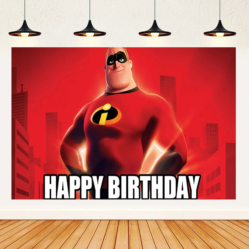 Cartoon The Incredibles Theme Boy Birthday Party Latex Balloons Cake Topper Banner Background Baby Shower Supplies For Kids Gift