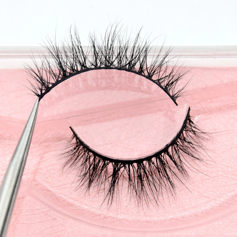 Visofree Half Mink Lashes Make Up False Eyelashes Hand Up Natural Long Mink Lashes Cruelty Free Crisscross Mink Fake Eyelashes