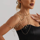 Fashionable Multi-layer Tassel Metal Ball Shoulder Chain Body Chain Personalized Spicy Girl Chest Chain Accessories