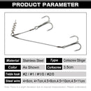 Spinpoler Corkscrew Pike Rig Stinger Fishing Hook For Soft Lure Super Sharp Double Treble Hooks 2 1 1/0 2/0 Wire Line Tackle