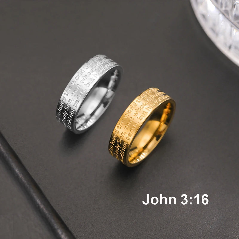 Jeshayuan Christmas Gift John 3:16 Ring For God So Love The World Bible Verse Ring Christian Jewelry Meaningful Gift