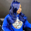 Navy Blue 13x6 Lace Front Body Wave Human Hair Wigs Brazilian Blue Colored HD Transparent Lace Front Wigs For Women Pre Plucked