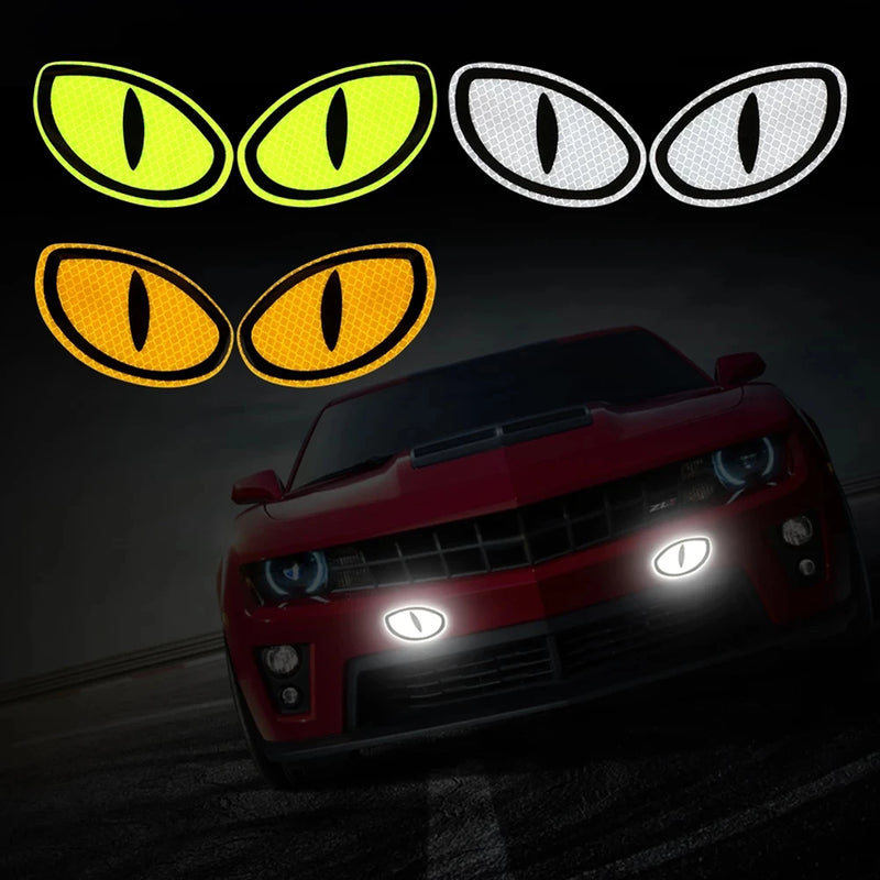 2Pcs Warning Car Reflective Safety Tape Sticker Cat-eye Reflective Sticker Car Sticker Reflective Strips Auto Truck Motorcycle