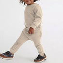 2026 New Arrivals Little Girls Clothing Tracksuit 2 Pieces Set Warm Fleece Plain Top Sweatshirt+Pants Loungewear Suit For Kids