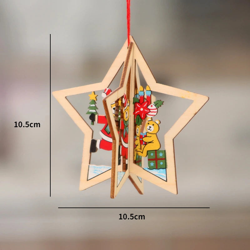 Christmas Wooden Pendant santa car pattern Xmas Tree Hanging Ornaments Christmas Decorations for Home Navidad Gift New Year 2023