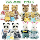 Easter Bunny 10-18Pcs Forest Family Miniture Animals Doll Toy Simulation 1:12 Reindeer Panda Figure Girl Dollhouse Birthday Gift