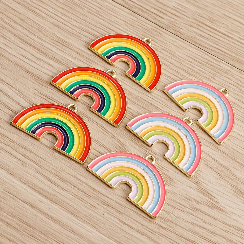 10pcs 30x19mm Colorful Enamel Rainbow Charms Pendants for Jewelry Making Earrings Necklace DIY Handmade Keychains Craft Supplies