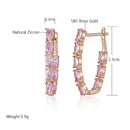 SYOUJYO Shiny Pink Natural Zircon Full Paved Drop Earrings For Women Luxury Party 585 Rose Gold Color Fine Jewelry Gift