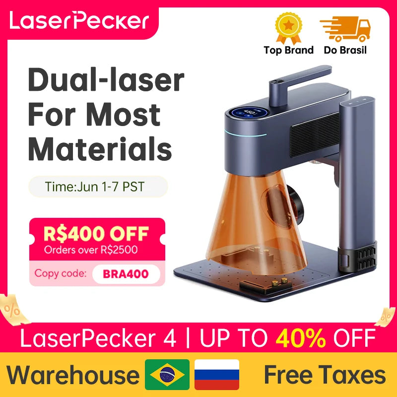 LASERPECKER 4 LP4 Laser Engraving Machine for All Material Dual Light Laser Engraver Portable for Metal Wood Plastic Carving