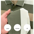 Luxury brand short sleeved men's polo shirt summer new fashion youth custom striped badge design Korean silk top casual T-shirt