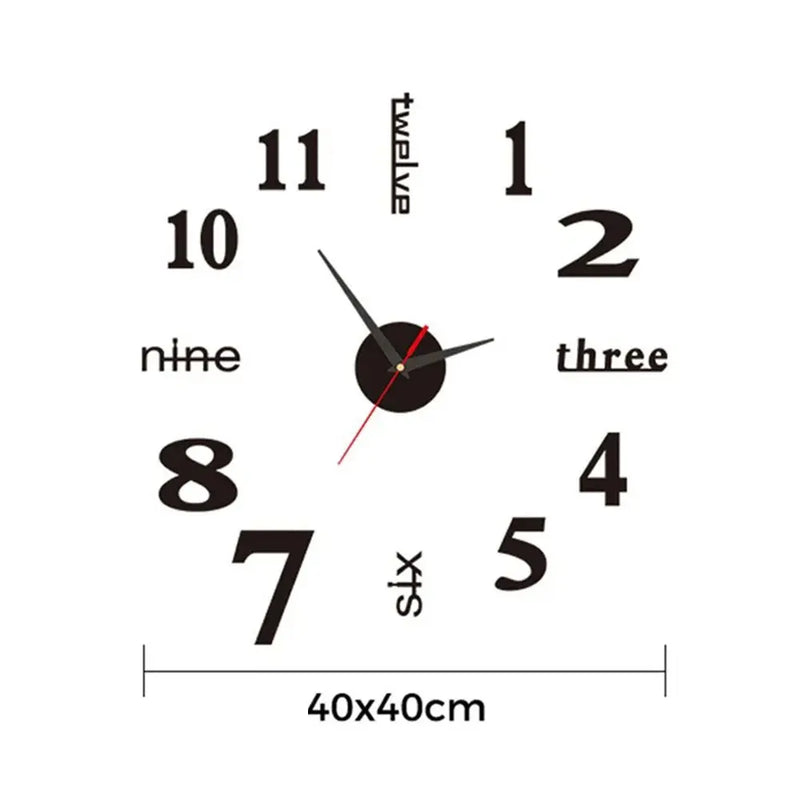 1pc Large Wall Clock DIY Clocks Fashion Watches Acrylic Mirror Stickers Modern Design Living Room Home Decor Horloge