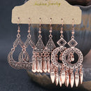 Vintage Ethnische Quaste Ohrringe Set Für Frauen Böhmische Geometrische Kristall Runde Wassertropfen Ohrhänger Weiblicher Schmuck Geschenk