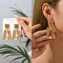 Fashion Metal Hollow Crystal Geometric Dangle Earrings For Women 2022 Trend Boho Luxury Design Pendientes Vintage Party Jewelry