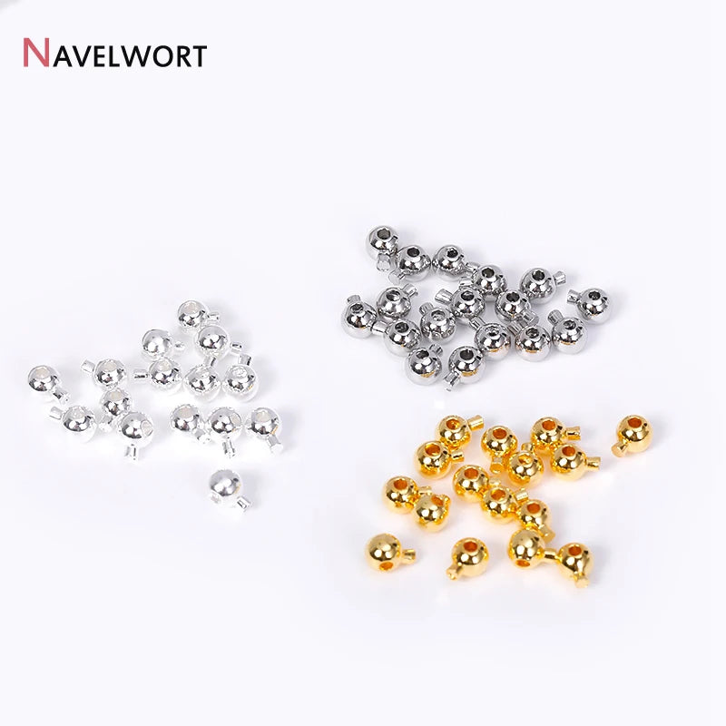 10/20pcs 18K Gold Plated Crimp Beads End Bead For Jewelry Making,Brass Snap Crimp Clasps For DIY Bracelet Making Accessories