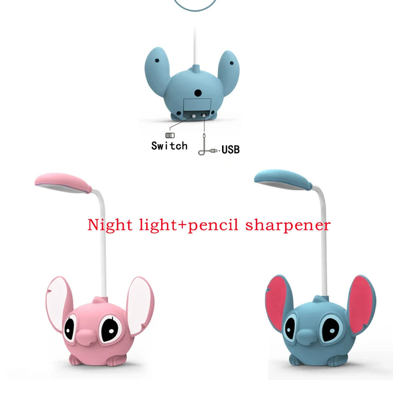 Led Lilo & Stitch Desk Lamp With Pencil Sharpener Foldable Light Cute Desk Night Light Usb Recharge Light Gift Christmas gifts