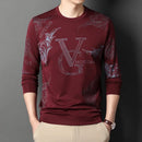 Neues Herren-Langarmshirt mit Rundhalsausschnitt und Print, dünn, Sommer, bequem, modisch, leger, Neuheiten, Streetstyle-Oberteil