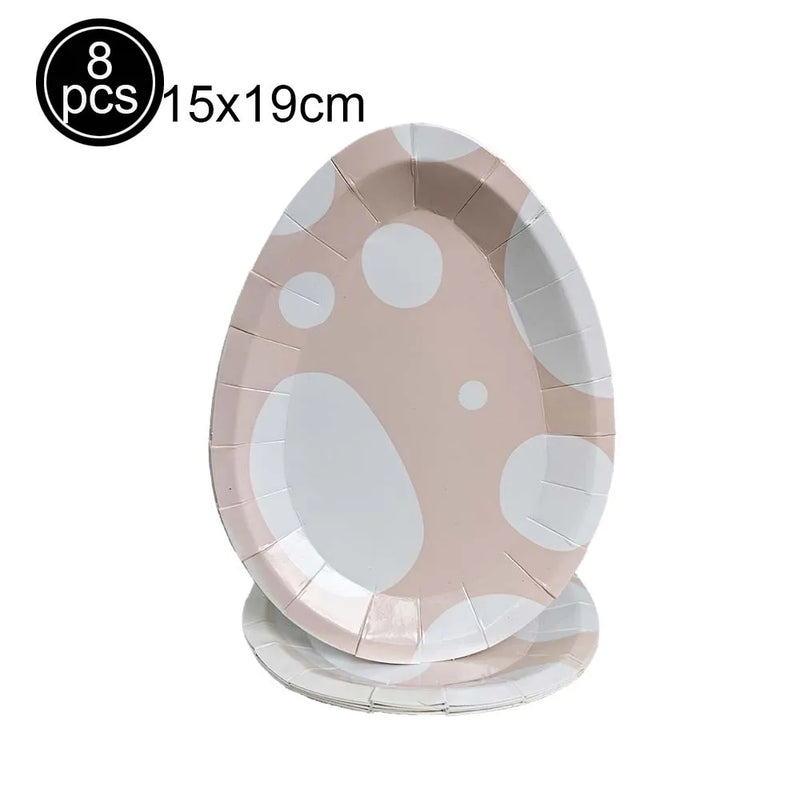 Easter Theme Disposable Tableware Cute Cartoon Rabbit Pattern Paper Plates Cups Napkins Kids Easter Party Decoration Supplies