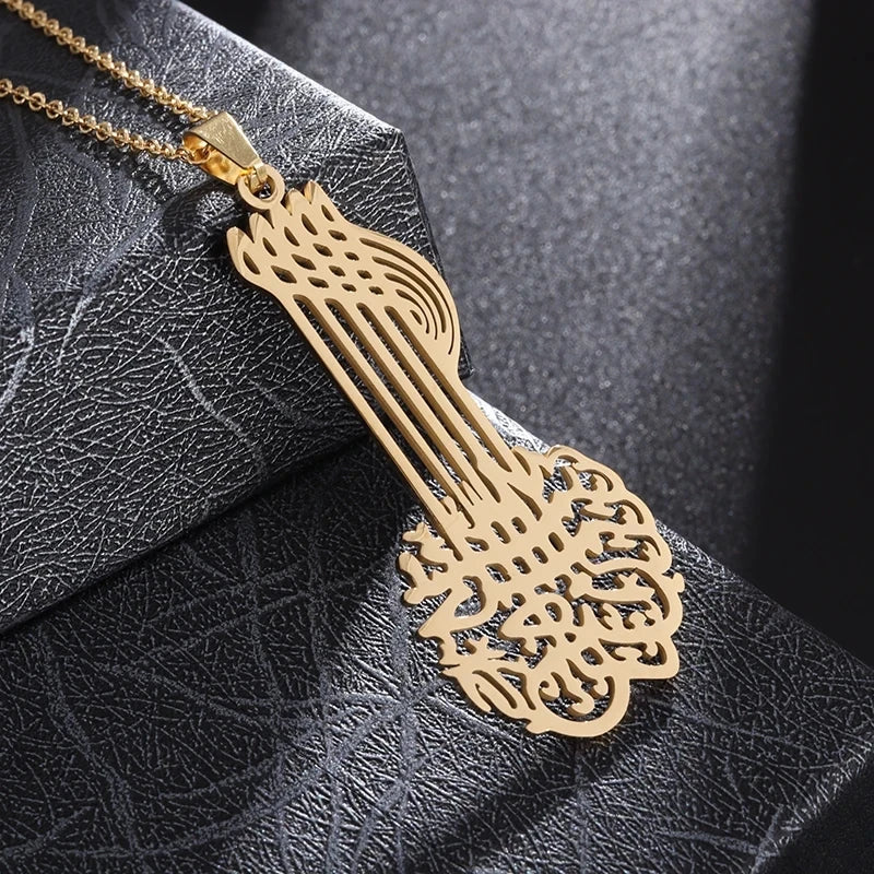 Classic Lucky Arabian God Allah Pendant Stainless Steel Necklace Ladies Islamic Muslim Charm Amulet Jewelry Gift Wholesale