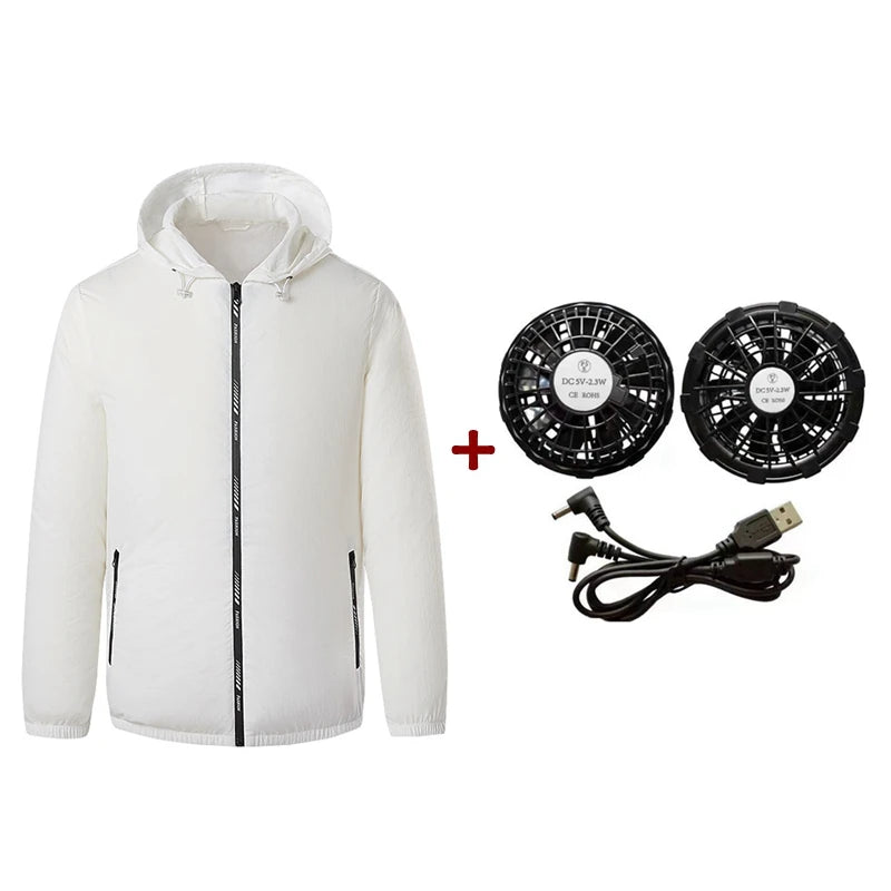 Men Outdoor summer coat USB Electric fan cooling Jackets men Air Conditioning Fan Clothes USB Heatstroke summer hood Jacket