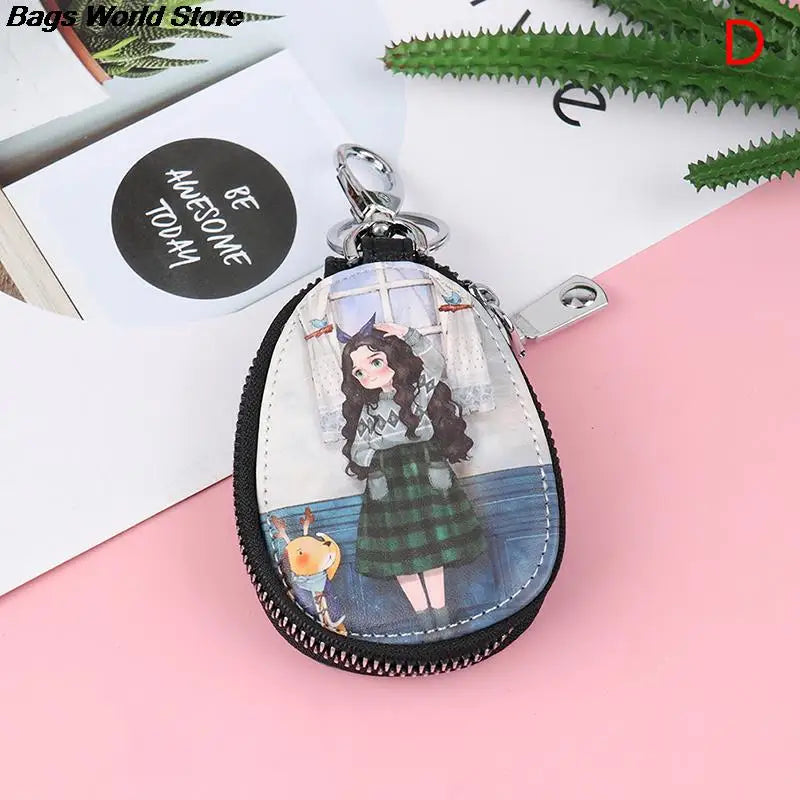 Fashion 1Pc Cartoon Women Key Bag Girl Students Leather Key Wallets Key Case For Car Key Chains Cover New Lovely Key Holder