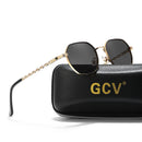 GCV Brand klassische Retro Damen Rechteckige Quadratische Metallrahmen Brille, Sonnenbrille, Polaroid Gläser，Box Oculos De Sol Gafas