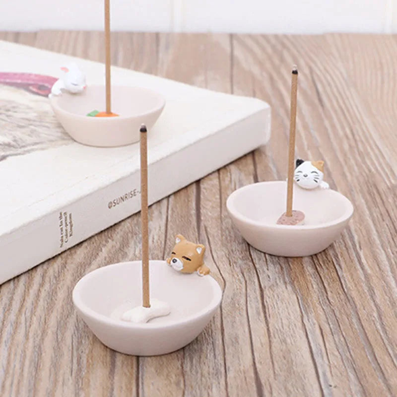 Cartoon Animal Incense Seat Small Incense Burner Trays Indoor Home Candlestick Stand Plate Bathroom Bedroom Cute Decoration