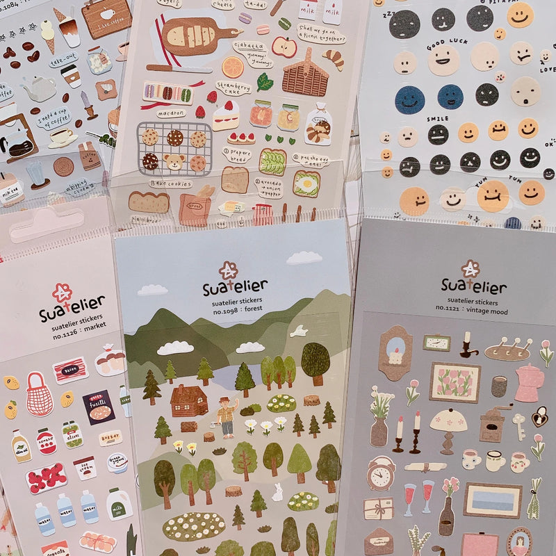 Korean Brand Suatelier Collection Daily Food Vlog Stickers DIY Scrapbooking Journey Diary Stationery Stickers Supplies