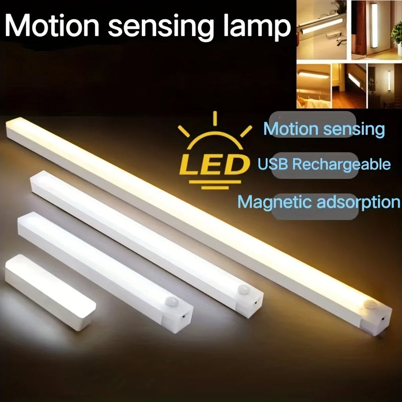 PIR Motion Sensor LED Cabinet Light USB Rechargeable Induction Night Light Wireless Portable Detector Lamp for Wardrobe Hallway