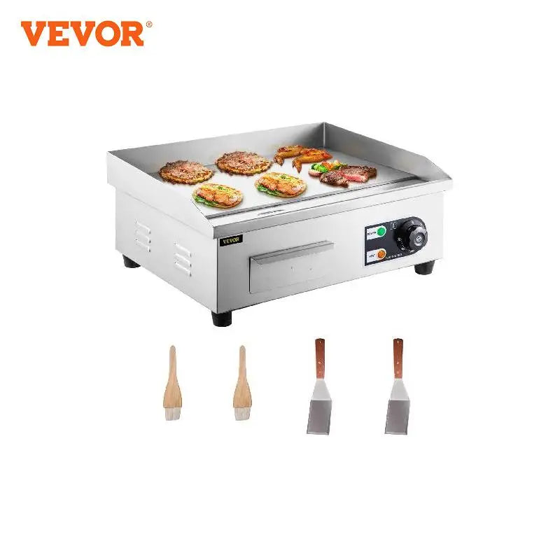 VEVOR Electric Flat Top Grill Electric Countertop Griddle Grill 18/22/26 inch Stainless Steel Flat Griddle Hotplate BBQ Kitchen