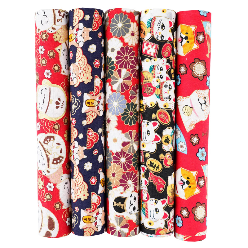 5PCS 25 x 25cm/50 x 50cm Squares Cotton Craft Japanese Fabric Cloths for DIY Bundle Patchwork Quilting Sewing Artcraft