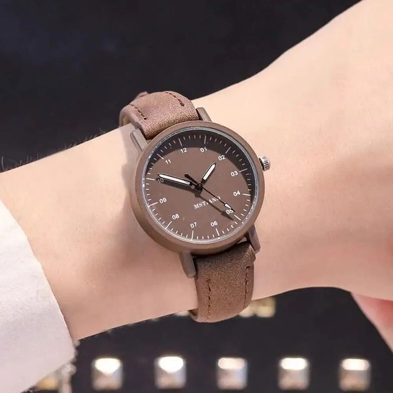 Simulated Watch Leather Strap Korean Watch Fashion Simple Style Quartz Wristwatch Lady Watch Women's Wristwatch