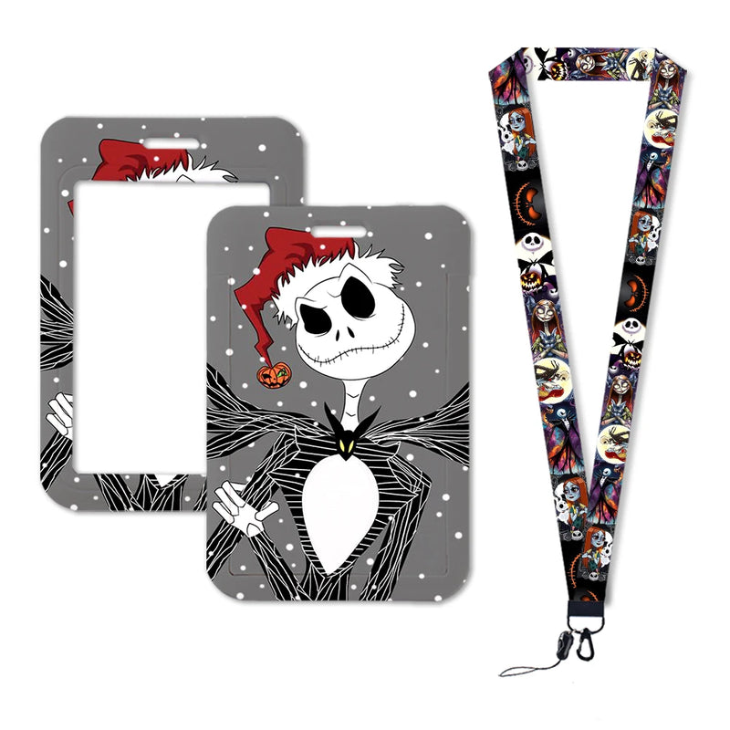 The Nightmare Before Christmas Jack Sally Lanyards Keychain Card Badge Holder ID Credit Card Pass Hang Rope Halloween Gift