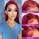 99J Burgundy Lace Front Wig Short Bob Wig Human Hair 13x4 Bone Straight Lace Frontal Wig 7x5 13x4 Glueless Red Colored Hair Wigs