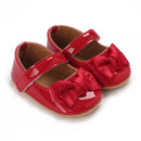 Spring and Autumn New Newborn Girl Infant Anti slip Walking Shoes, Girl Baby Red Comfortable Rubber Sole Bow Shoes Walking Shoes