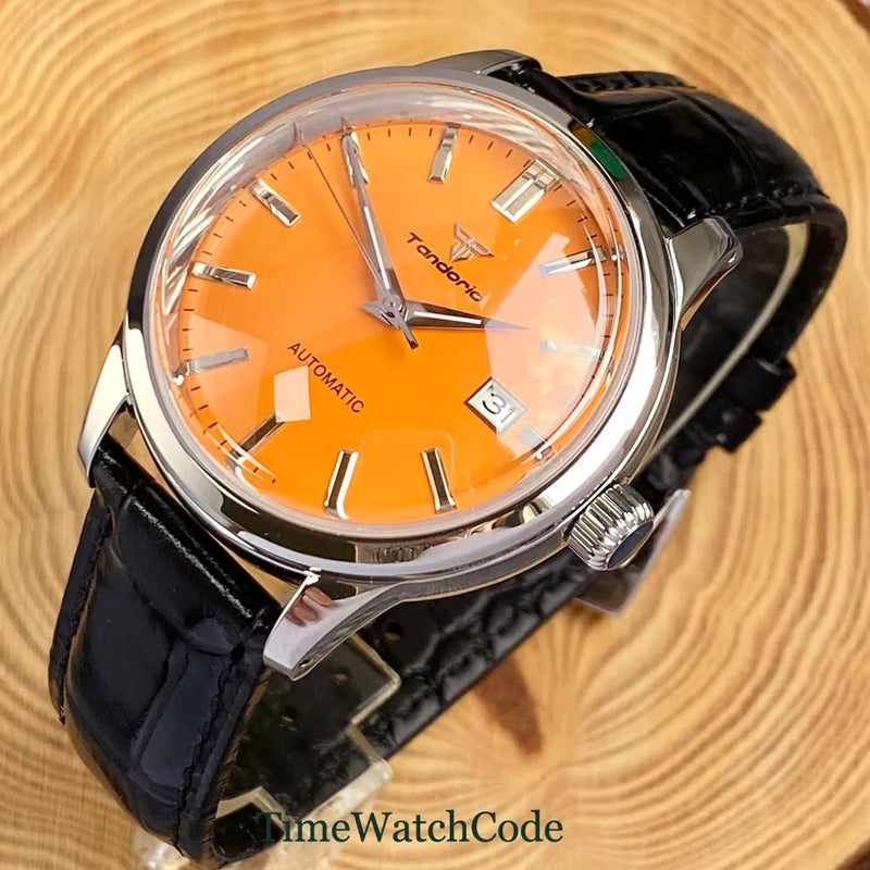 Tandorio Automatic Watch for Men Auto Date NH35A Movement 10ATM Water Resistance 40mm Double Bow Domed Sapphire Crystal