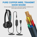 USB/3.5mm Plug Headphones Wired Call Center Headset Monaural Corded Operator Headphone with Microphone for Laptop PC Computer