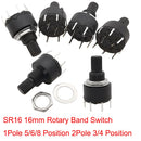 5Pcs/Lot SR16 16mm Rotary Band Switch 1Pole 5/6/8 Position 2Pole 3/4 Position Handle Length 15MM Shaft Flower Axis Band Switches