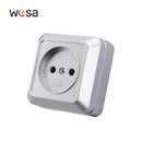 WESA Silvery Wall Surface Button Light Switch EU Spray Paint Plastic Outdoor 1 Gang 1 Way Wall Exterior Rocker On / Off  Switch